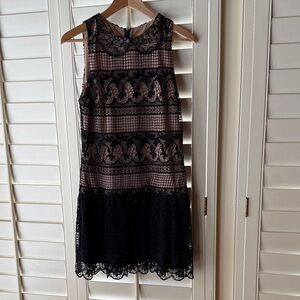 Alice + Olivia Black Lace Midi Dress